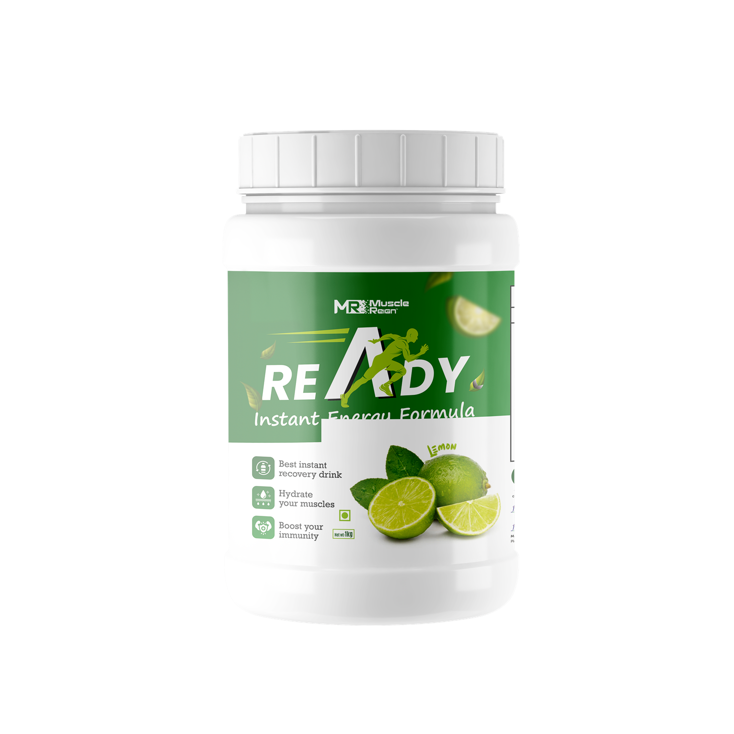 Muscle Reign Ready Instant Energy Formula Powder with lime flavor for hydration and recovery